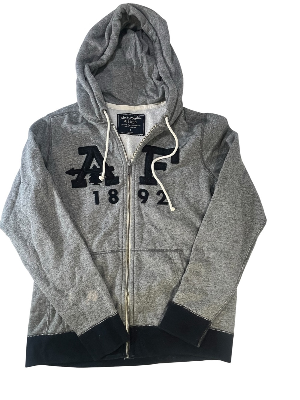 Vintage Abercrombie & Fitch Gray 1892 Zip-Up Hoodie Sweater - Men